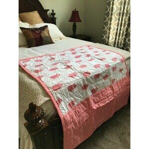 Baby Crib Quilt Blanket - Pink Pigs Farm Animal Pattern Cotton 40" x 50" NEW